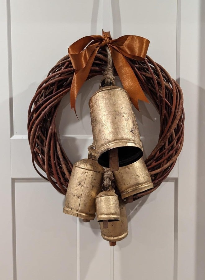 THOR INSTRUMENTS Rustic Hanging Cow Bells Set - Large Metal Bell Ornaments (2, 4, 6, 8, 10 Inches) for Christmas Decorations, Vintage Decor, Handmade Jingle Bells, Farmhouse Cowbell, Witches & Tibetan Bells - Image 2